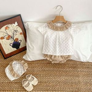 Engepapa Zomer Baby 3-delig Kledingset Meisje Elegant Kant Topje Shorts Peuter Katoenen Kledingset - Product Image 5