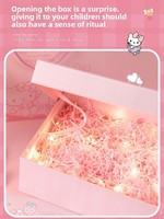 Boîte cadeau rigide à motif de chaton rose, carton magnétique imprimé en couleur avec sac cadeau pour filles, enfants, emballage cadeau de festival