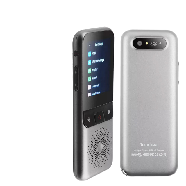 DC Silver Portable Smart Language Translator 134 Languages Simultaneous Voice & Photo Android Operation IPS Display Wi-Fi
