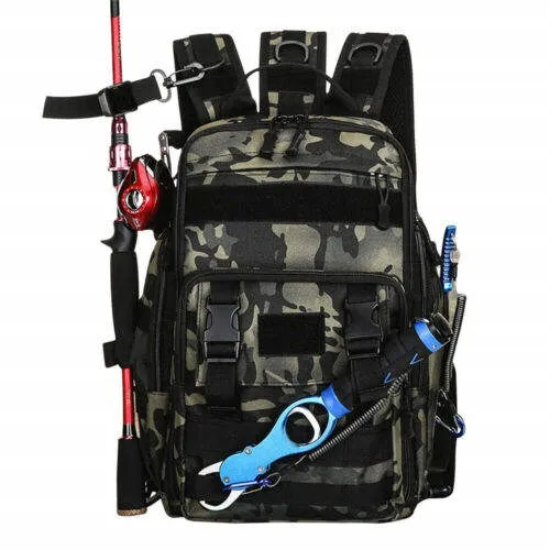 HSH BAG Wholesale Multi-functional Shoulder Backpack fishing sling bag with Rod Straps and Molle System Fishing Storage Bag