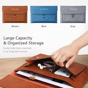 High Quality PU Leather <b>Laptop</b> <b>Sleeve</b> Envelope Document Bag Business Office Organizer Case - Product Image 5