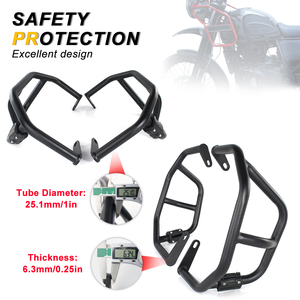 Waximoto apto para <span class=keywords><strong>Royal</strong></span> <span class=keywords><strong>Enfield</strong></span> Himalayan 411 BS6 BS4 Aftermarket Steel Engine Crash Bar Tank Frame Protector Bumper Guard Slider - Product Image 3