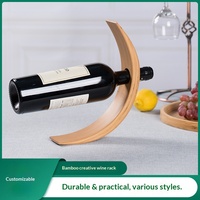 Porte-bouteilles en bambou créatif - Style vintage, design rétro de luxe léger pour comptoir de bar, décoration de la maison, petit rangement personnalisé