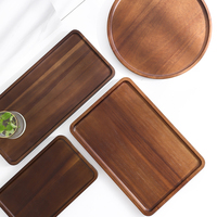 Plateau rectangulaire en bois d'acacia massif, style japonais moderne et minimaliste, personnalisable, pour la maison, rangement pour tasses et soucoupes à café/thé