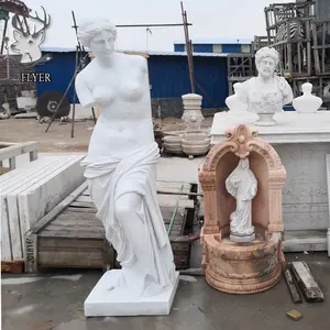 屋外装飾等身大金星のセクシーな大理石の像ヌード白い彫刻裸の女性の大理石の像