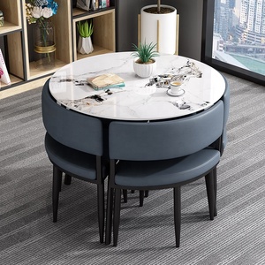 Set di Arredamento per Sala da <span class=keywords><strong>Pranzo</strong></span> GEDO Nordic Personalizzato con <span class=keywords><strong>Tavolo</strong></span> in Pietra Sinterizzata <span class=keywords><strong>Salvaspazio</strong></span> e 4 Sedie - Product Image 4