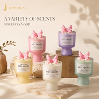 Bougie parfumée sur piédestal en verre givré personnalisé avec décoration papillon, étiquette privée OEM ODM, cadeau de luxe pour la maison, décoration