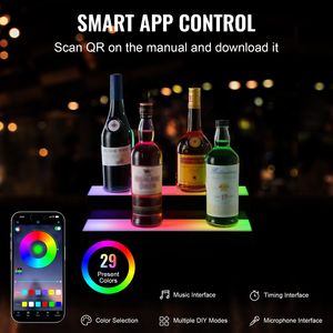 DB Wholesale 16\" 2-Step LED Lighted Liquor Bottle <b>Display</b> Bar <b>Shelf</b> Modern & Portable RF & App Control for Shopping Malls - Product Image 3