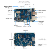 Banana Pi-Mini Ordenador de placa única ARM Cortex A53 1,2 GHz, 2GB de RAM, 8GB eMMC, CPU de cuatro núcleos, 64 bits, A64, AllWinner, A64