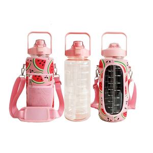 Bottiglia d'acqua da mezzo gallone con manicotto bottiglia d'acqua motivazionale da 64 once con indicatore del tempo di paglia per bere senza bpa - Product Image 6