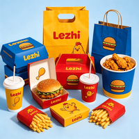 Boîte à frites en papier écologique jetable, emballage alimentaire personnalisé, boîtes à ailes de poulet, boîtes à hamburgers, boîte à emporter pour la restauration rapide