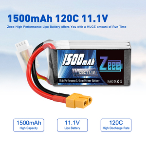 <span class=keywords><strong>Batterie</strong></span> LiPo 1500mAh 3S 100C en gros, pack de remplacement léger avec étui souple pour bateau RC, bateau de course, drone FPV - Product Image 3