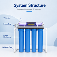 Système de filtration d'eau pour toute la maison à 4 étapes, 20*2,5 pouces, avec filtres PP, UDF, CTO, PP sédiment et chlore, 1/2 ou 3/4 pouce
