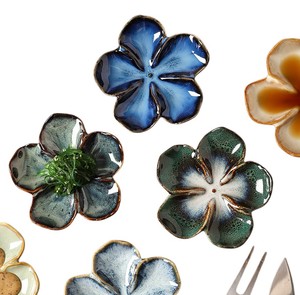 Vaisselle en céramique rétro japonaise, plat à sauce soja pour la maison, design coloré en forme <span class=keywords><strong>de</strong></span> <span class=keywords><strong>feuille</strong></span> <span class=keywords><strong>de</strong></span> lotus, plat à assaisonnement - Product Image 4