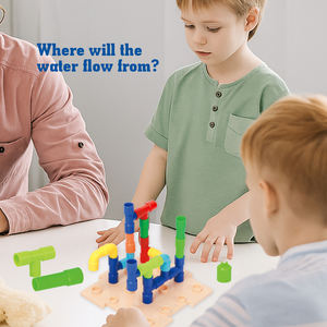 Bloques de construcción de tuberías educativas Juguetes de construcción tubulares coloridos con ruedas para niños Juego creativo - Product Image 5