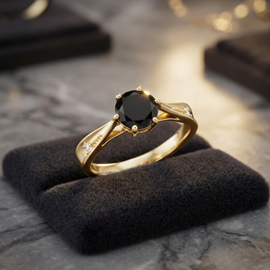 แหวนทองคำขาวสำหรับผู้หญิง ประดับเพชรดำธรรมชาติ ทอง 10K 14K 18K เงิน 925 935 เครื่องประดับสไตล์คลาสสิกสำหรับงานหมั้น - Product Image 1