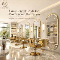 Miroir de salon professionnel en acier inoxydable avec LED réglable, design moderne, fixation murale pour barbier, salon de coiffure, maquillage, beauté - Le meilleur