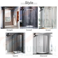 Kamar Mandi Kaca Sudut Modern Neo Angle dengan Engsel Satin Chrome, Kaca Tempered, dan Drainase untuk Apartemen/Gedung