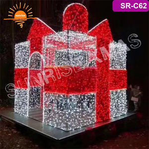 Noël RVB personnalisé LED 3d sculpture éclairage boîte-cadeau de Noël lumières à thème géant pour la décoration de centre commercial - Product Image 3