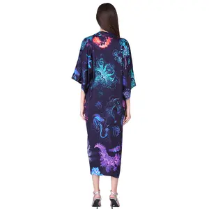 Kadın uzun maxi kimono bayanlar elbise plaj cover up robe hırka özel baskılı kendi fotoğrafları ile satılık