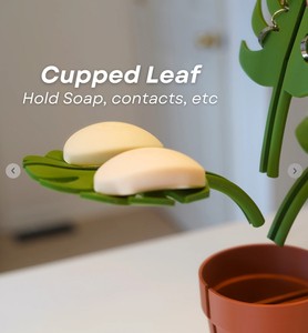 Mirror-<strong>leaf</strong> Monstera Artificial Plant Plastic Flower Pot 3 <strong>Leaves</strong> Bathroom Storage Box Toothbrush Holder <strong>Wall</strong> Decorations <strong>Decor</strong> - Product Image 3