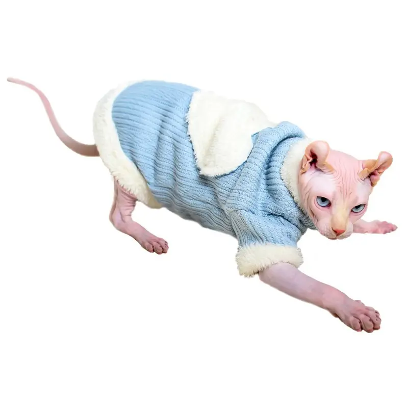 DRESSPET เสื้อกันหนาวขนแกะสำหรับฤดูใบไม้ร่วงฤดูหนาว,เสื้อโค้ทคอตตอนเนื้อหนาอบอุ่นบุขนสฟิงซ์แมวเสื้อผ้าแมวไม่มีขน