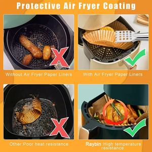 Rectangle 100 Pcs 10 Inch Disposable Non-stick Parchment <b>Baking</b> Filter <b>Silicone</b> air Fryer Disposable Paper Liner for air Fryer - Product Image 6