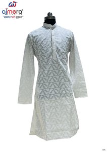 Kurta de Algodón con Relieve para Hombre, Estilo Tradicional, Largo hasta el Tobillo, Corte Regular, Ropa Étnica, Manga Larga, Estilo con Botones, Atuendo Festivo para el Día a Día - Product Image 2