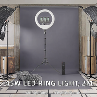 Anneau lumineux LED RL-12A 45W 120V-230V avec support de 2 m, intensité réglable, température de couleur 3200K-5500K pour la photographie et le maquillage