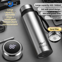 Thermos intelligent Haodi grande capacité en acier inoxydable 304, isolé sous vide, avec affichage de la température et infuseur à thé