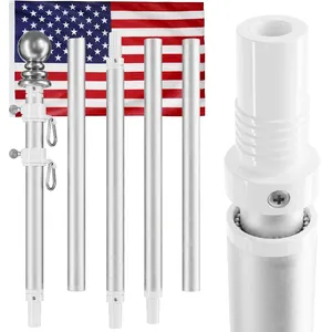 CYDISPLAY 1.8M 6FTอลูมิเนียมเงินกลางแจ้งFlagpoleมือถือหมุนได้Non-tangleการเลือกตั้งFlagpole Heavy Duty 3X5 Flag