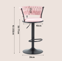 Tabouret de bar pivotant moderne de luxe avec structure en fer durable et assise en velours vintage pour hôtel, salon, usage commercial en promotion