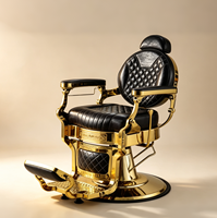 Fauteuil de Barbier Premium Rétro pour Salon de Coiffure et de Barbier, Inclinable et Confortable