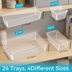 Ensemble de 25 contenants alimentaires rectangulaires en plastique PET, capacité de 3 à 6 L, préservation de la fraîcheur, design multifonctionnel, bacs de rangement - Product Image 2