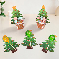 Boîte cadeau en carton blanc Shaher Creative 3D avec motif Père Noël/Arbre de Noël, support de fond imprimé quadricolore