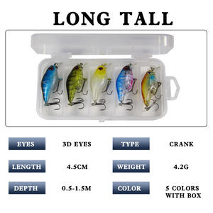 Kit de Señuelos Ytqhxy para Pesca en Aguas Medias, 4.2g 4.5cm, Set de Aparejos para Pesca de Lubina, 5 Colores, Señuelos de Plástico Duro - Product Image 5
