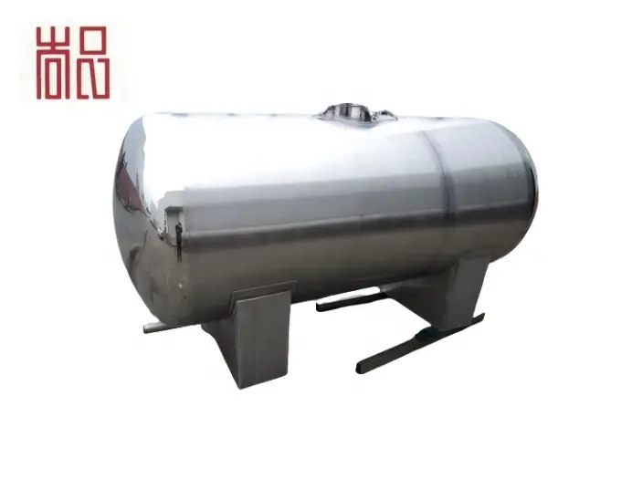 Grande tanque horizontal de armazenamento de água de óleo de leite em aço inoxidável para alimentos sanitários industriais