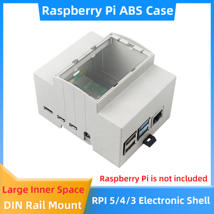 Case ABS para <span class=keywords><strong>Raspberry</strong></span> <span class=keywords><strong>Pi</strong></span> 5/<span class=keywords><strong>4</strong></span>/3 com Montagem em Trilho DIN, Design Modular, Dissipador de Calor de Alumínio Opcional e Ventoinha de Resfriamento, Grande Espaço Interno - Product Image 2
