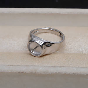 S925 Silver <b>Open</b> <b>Ring</b> Holder Thick 8-9 <b>Ring</b> Pearl DIY Accessories Handmade Empty Holder Semi Finished 4187 Oval Cut Diamond - Product Image 4