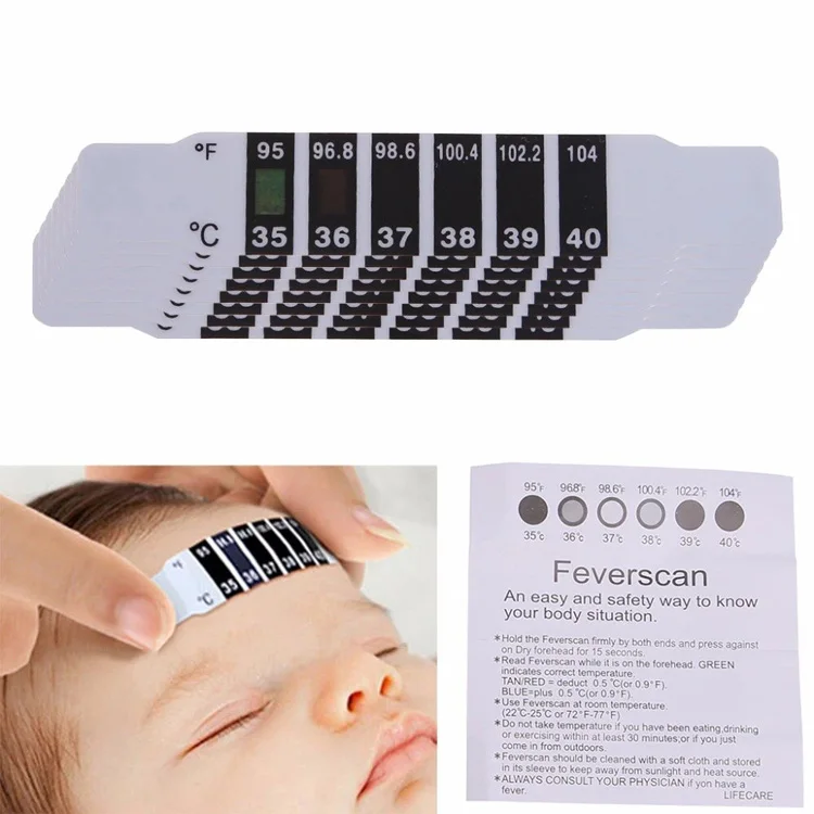 MM-TC009 Cloth Baby Child Forehead Temperature Measuring Fever Scan Pvc Color Change Thermometer Sticker