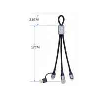 Câble de charge en aluminium 2-en-1 de 0,65 pi USB Type C Lightning RPET Écologique Certifié CE Logo personnalisé MOQ 100 pièces Cadeau promotionnel