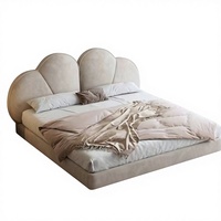 Lit double JINS en chêne massif de luxe moderne avec dossier rembourré, ensemble de chambre à coucher pour enfant princesse, taille King, écologique et durable