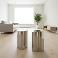 Table basse d'angle en métal de luxe, design nordique, en acier inoxydable, pour salon, modèle maison de luxe