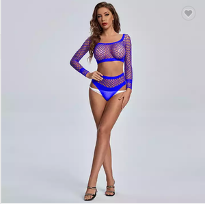 ชุดชั้นในแฟชั่นใหม่ 2 ชิ้น สีเขียวสะท้อนแสง ชุดบอดี้สูทตาข่ายโปร่งสำหรับผู้หญิง ชุดชั้นในตาข่าย ชุดบิกินี่มินิ - Product Image 4