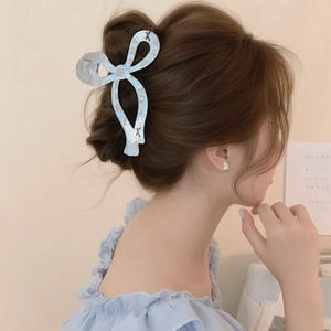 Pinzas de Pelo Grandes con Lazo Degradado, Lindas Pinzas de Pelo con Forma de Lazo Colorido y Parche a Cuadros - Product Image 2