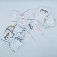 Noeuds pour cheveux personnalisés avec monogramme, faits à la main, brodés, en ruban gros-grain, pour animaux de compagnie, chiens, chats, enfants, filles, cadeau, vente en gros