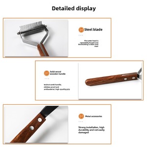 Peigne de toilettage pour animaux de compagnie râteau chiens chats manche en bois <span class=keywords><strong>brosse</strong></span> fabricant chiot toiletteur enlève les nœuds de <span class=keywords><strong>sous</strong></span>-<span class=keywords><strong>poil</strong></span> <span class=keywords><strong>brosse</strong></span> pour chiens brosses pour animaux de compagnie - Product Image 6