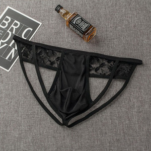 String en maille sexy et séduisant pour homme, avec courbes en U et fesses rehaussées, design taille basse avec poche ajourée. - Product Image 4