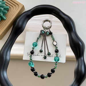 Beads Bow Phone Charms Wrist Strap Luxury Key Chains Bag Accessories Glitter Crystal Beaded Mobile Phone Straps Lanyard Chains
