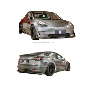 2019-2022สำหรับ Tesla Model <span class=keywords><strong>3</strong></span>อัพเกรดชุดตัวถังสไตล์ artsan กันชนที่ขยายซุ้มล้อคาร์บอนไฟเบอร์ฟรอนต์ลิปสปอยเลอร์ - Product Image 2